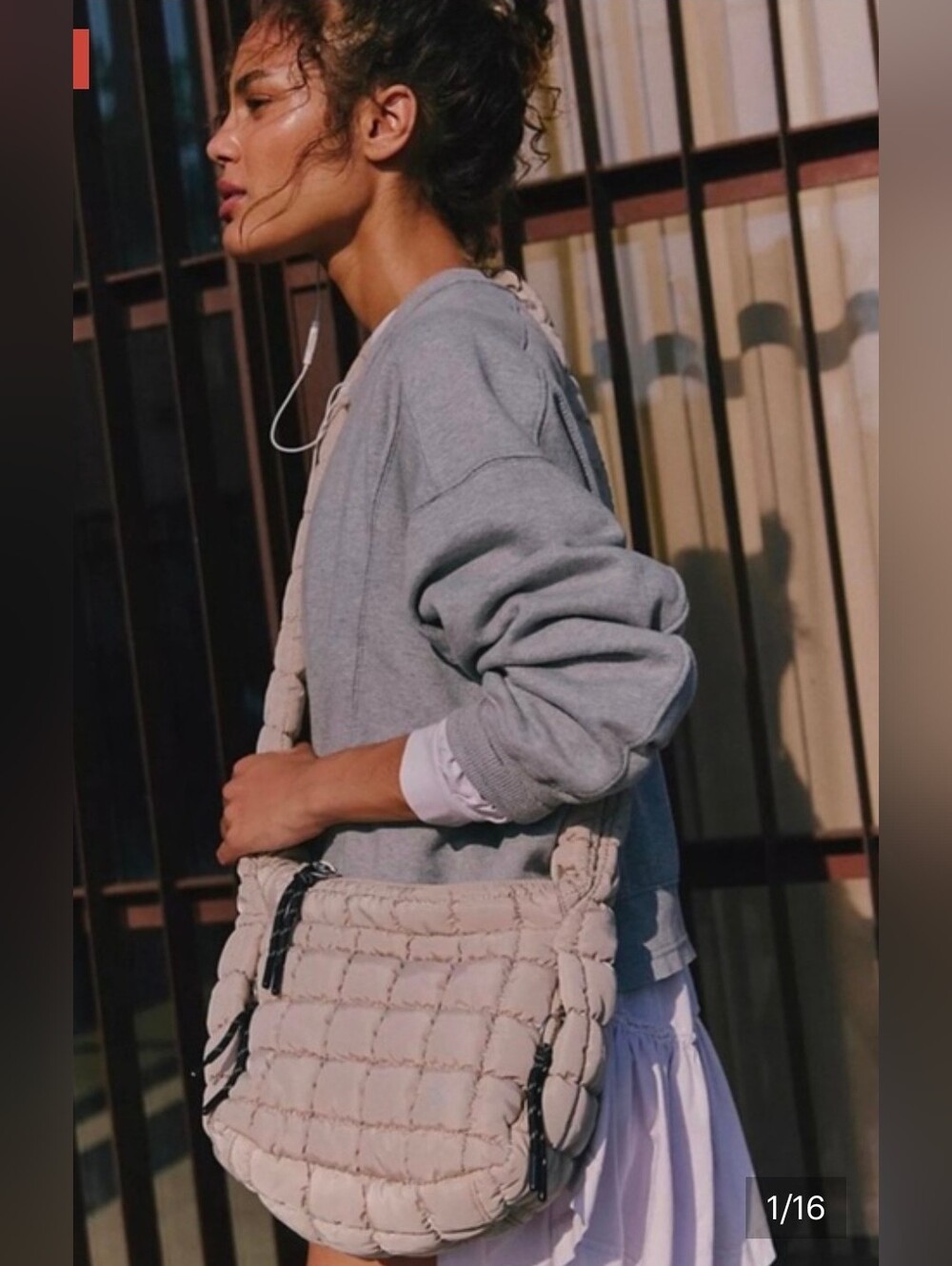 NWT Free People FP Movement Quilted Baby Carryall Sling Bag In Tofu Taupe